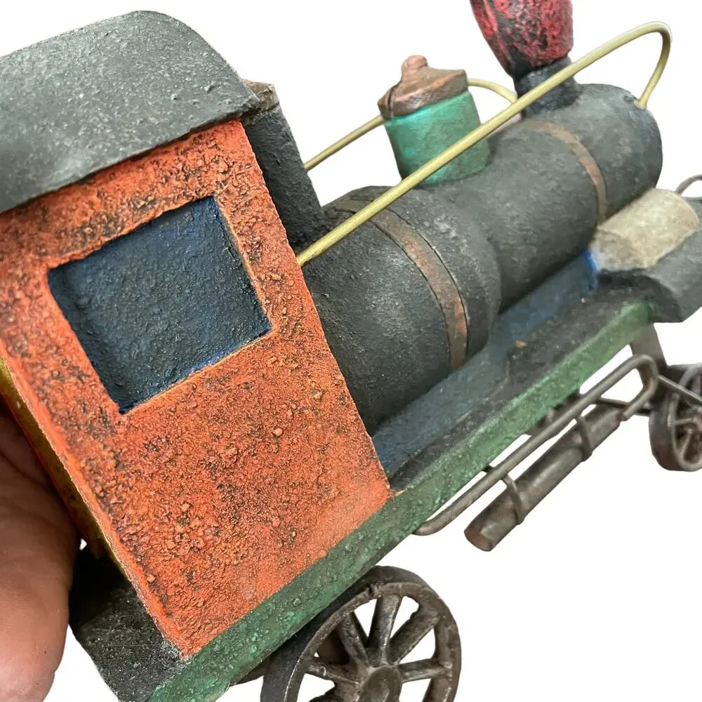 Vintage Cast Iron Locomotive Train Engine Russ Berrie Age of Travel 13425 TAGS